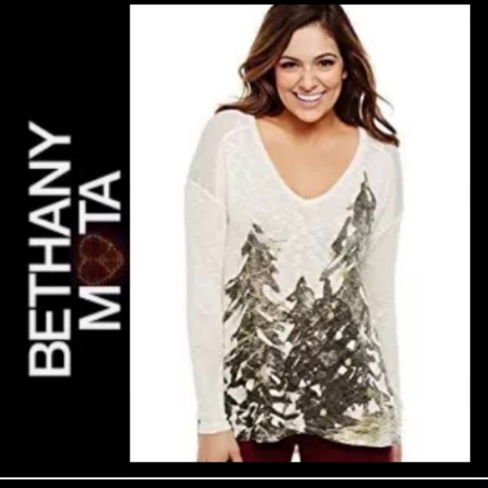 Mesh gold thread sweatshirt blouse top Sz XL